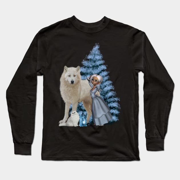 Wonderful polar wolf and fairy Long Sleeve T-Shirt by Nicky2342